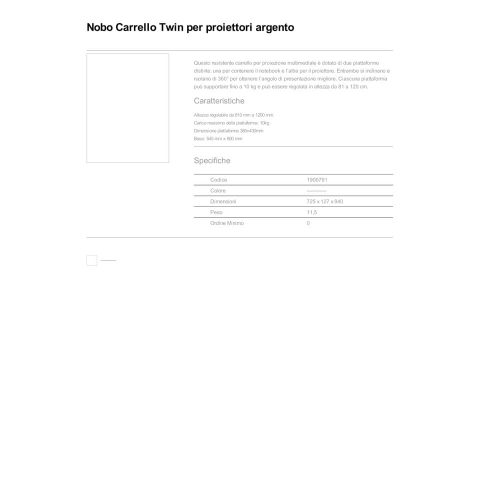 Carrello proiezione Multimediale Nobo Twin - Piattaforma doppia argento 1900791