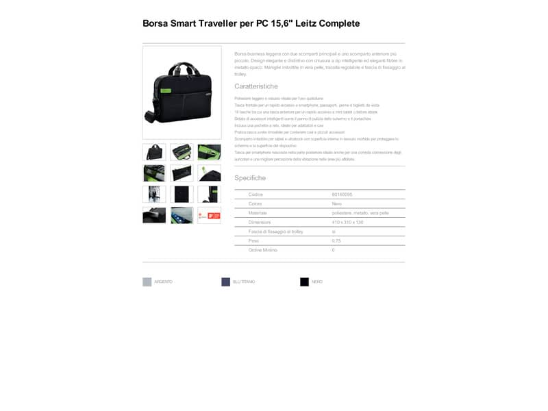 Borsa per computer Leitz Smart Traveller 15,6" in poliestere 2 scomparti nero - 60160095