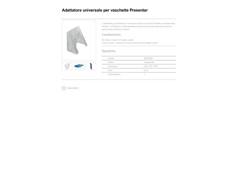 Adattatore universale per vaschette Presenter Leitz trasparente 54030002