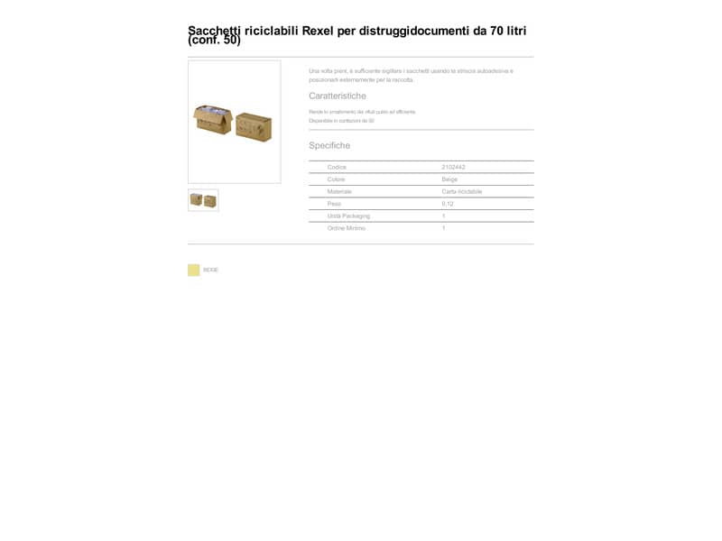 Sacchetti riciclabili per distruggidocumenti Rexel 70 L conf. da 50 - 2102442
