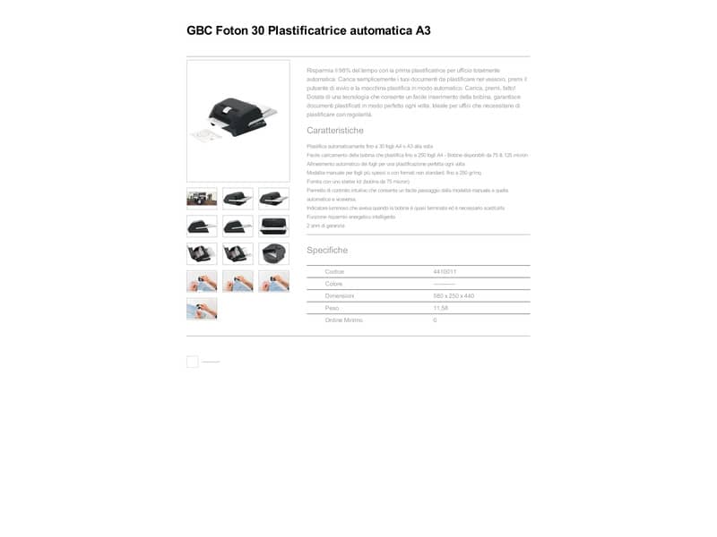 Plastificatrice a caldo automatica GBC Foton 30 nero A3 4410011