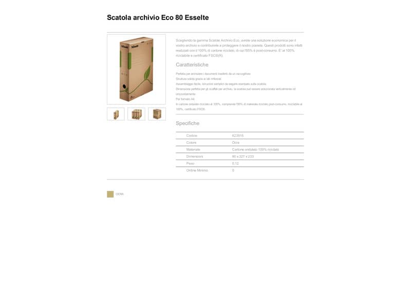 Scatola archivio Esselte ECOBOX dorso 8 cm avana/verde 8x23,3x32,7 cm 623916