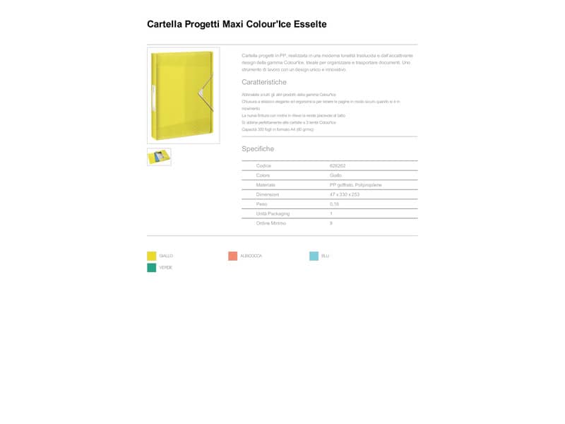 Cartella portaprogetti Esselte Maxi Colour'Ice polipropilene goffrato giallo A4 dorso 40mm - 626262