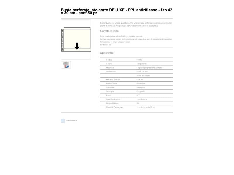Buste a perforazione universale Esselte DELUXE goffrate antiriflesso trasparente 42x30 cm  conf.50 - 55230