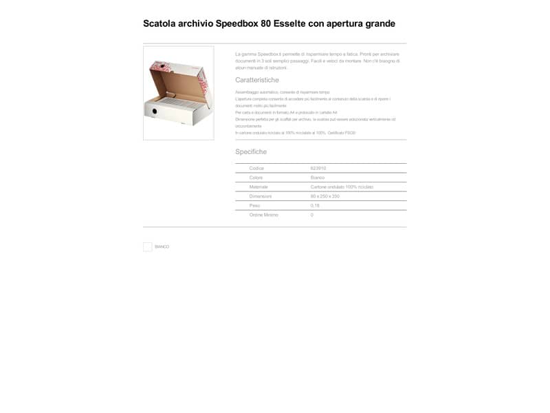 Scatola archivio Esselte SPEEDBOX dorso 8 cm bianco/rosso 8x25x35 cm - apertura ampia - 623910