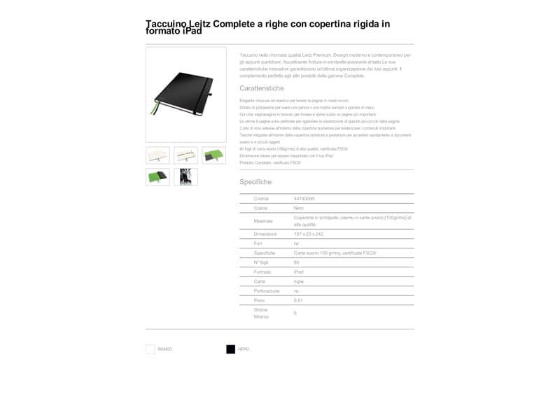 Taccuino a righe formato iPad - 80 fogli Leitz Complete nero 44740095