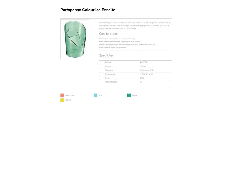 Portapenne Esselte Colour'Ice a 2 scomparti polistirene verde 10x12,5x9 cm 626270