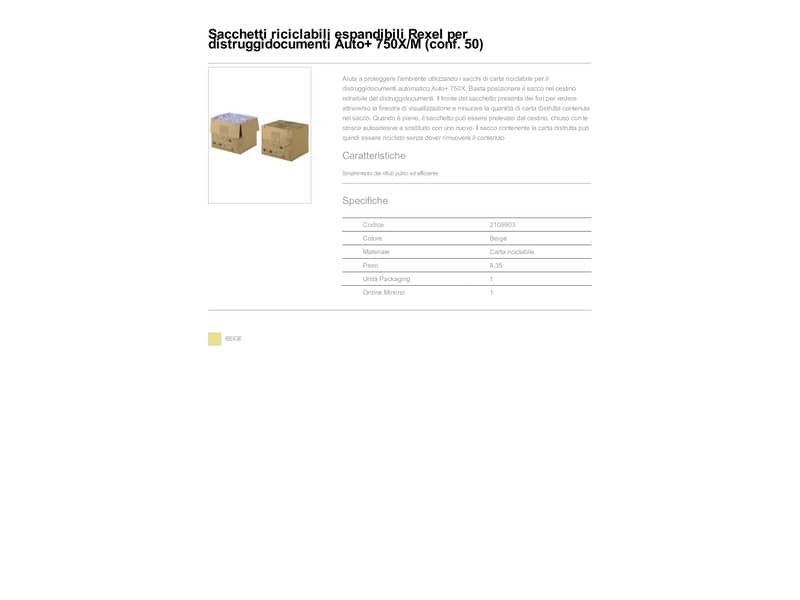 Sacchetti riciclabili sfrido per distruggidocumenti Rexel Auto+ 115 L conf. da 50 - 2105903