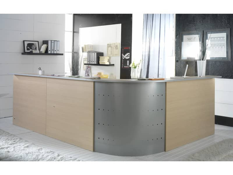 Scrivania Reception Frensy EMOTION fianchi a pannello 160x80x72 cm rovere con sopralzo 160x115 cm - UEMSRSA16