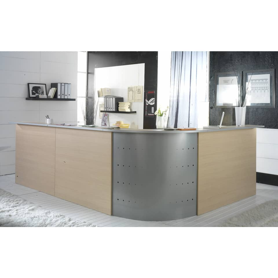 Scrivania Reception Frensy EMOTION fianchi a pannello 160x80x72 cm rovere con sopralzo 160x115 cm - UEMSRSA16