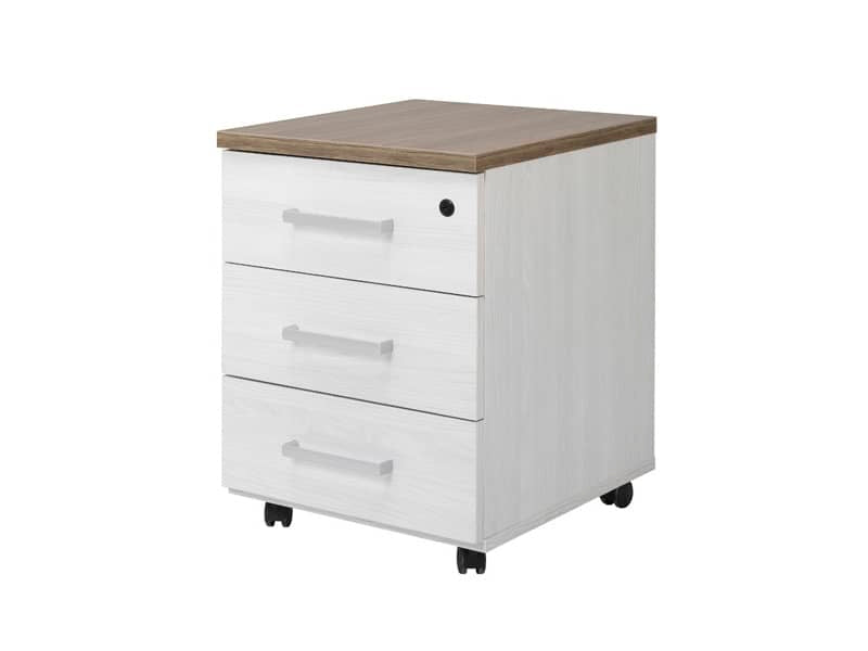 Cassettiera 3 cassetti Frensy Florence 44x52x63 cm top olmo - struttura frassino chiaro - UFLC3C