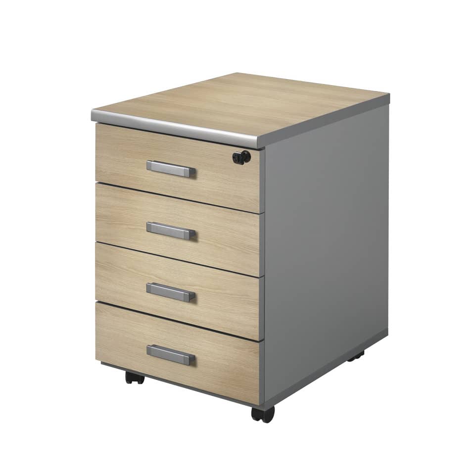 Cassettiera 4 cassetti Frensy Spirit con ruote 44x52x63 cm rovere USPRC4C