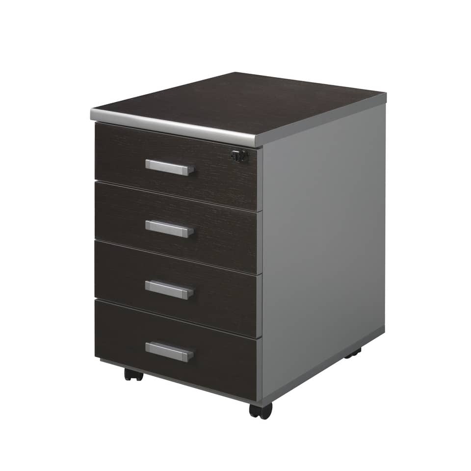 Cassettiera 4 cassetti Frensy Spirit con ruote 44x52x63 cm wengé USPWC4C