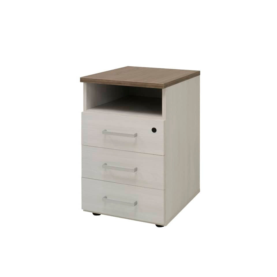 Cassettiera fissa 3 cassetti + vano Frensy Florence 52x44,5x72 cm top olmo - struttura frassino chiaro UFLC3CVANO