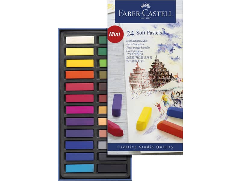 Crete morbide Faber-Castell Soft Pastels Creative Studio mini assortiti astuccio di cartone da 24 - 128224