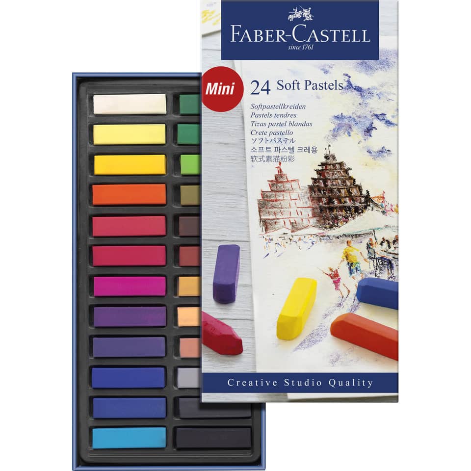 Crete morbide Faber-Castell Soft Pastels Creative Studio mini assortiti astuccio di cartone da 24 - 128224
