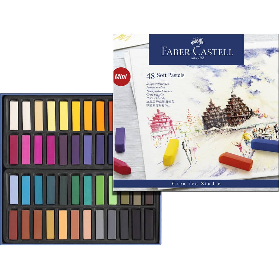 Crete morbide Faber-Castell Soft Pastels Creative Studio mini assortiti astuccio di cartone da 48 - 128248
