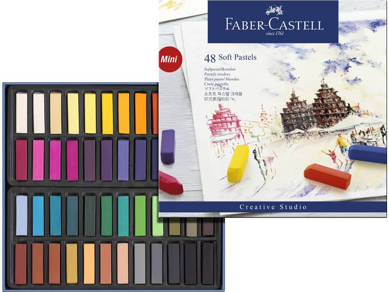 Crete morbide Faber-Castell Soft Pastels Creative Studio mini assortiti astuccio di cartone da 48 - 128248