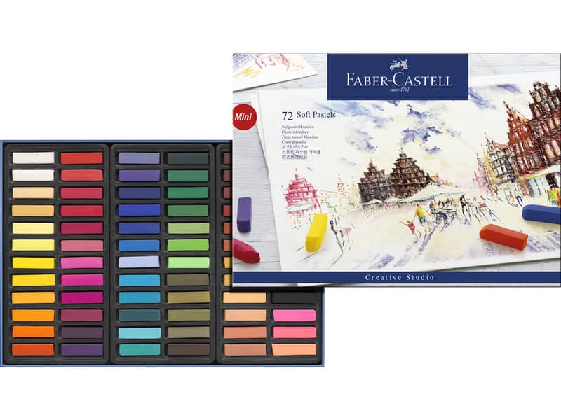 Crete morbide Faber-Castell Soft Pastels Creative Studio mini assortiti astuccio di cartone da 72 - 128272