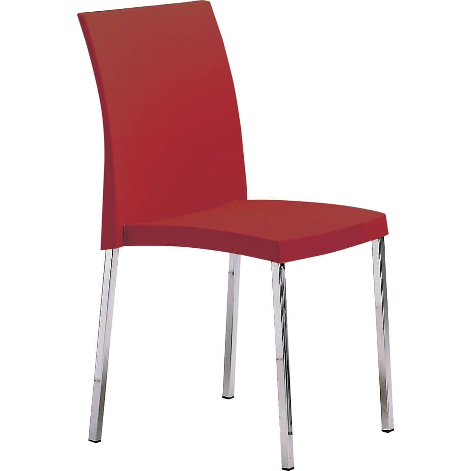 Sedia visitatore a 4 gambe Unisit Spessore SSSS base acciaio cromato - PPL rosso - SSSS/RO