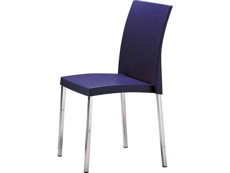 Sedia visitatore a 4 gambe Unisit Spessore SSSS base acciaio cromato - PPL blu - SSSS/BL