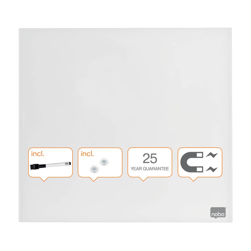 Lavagna bianca magnetica in vetro Nobo Diamond cancellabile 45x45 cm 1903957