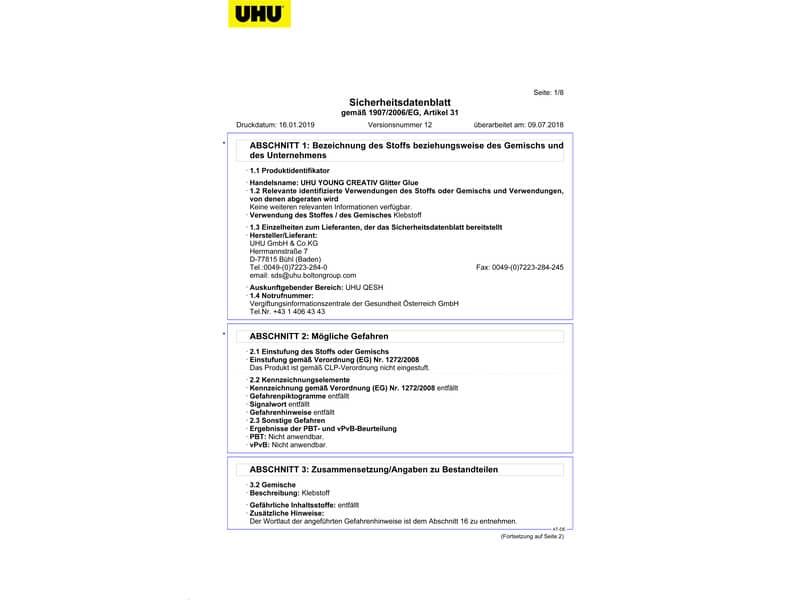 Colla Glitter Uhu 20 ml  Conf. 24 pezzi - D1553