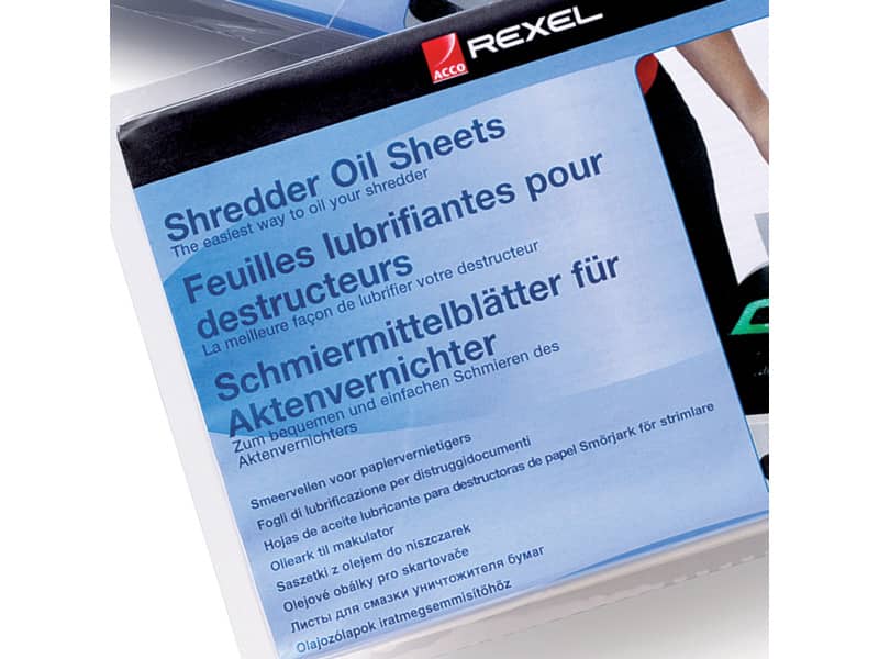 Fogli lubrificanti per distruggidocumenti Rexel Formato A5 conf. 20 fogli - 2101949