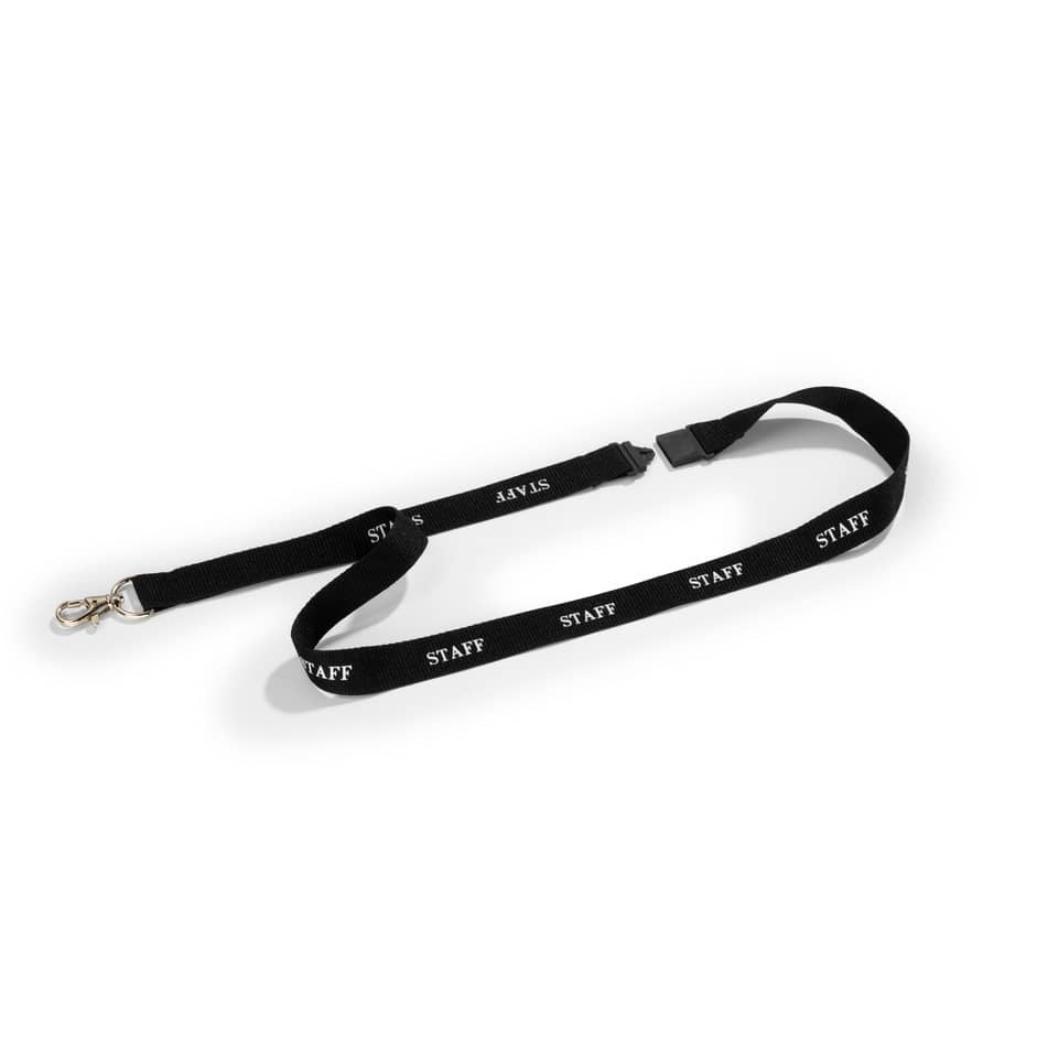 Cordoncino portabadge STAFF DURABLE cordoncini STAFF in tessuto nero 20mm x 44cm  conf. da 10 - 823901