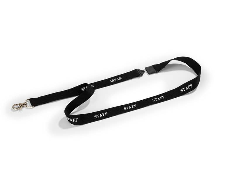 Cordoncino portabadge STAFF DURABLE cordoncini STAFF in tessuto nero 20mm x 44cm  conf. da 10 - 823901