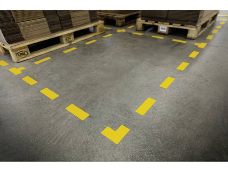 Segnaletica da pavimento forma "croce" DURABLE RAL 1003 giallo 15x15 cm Conf. 10 pezzi - 170104