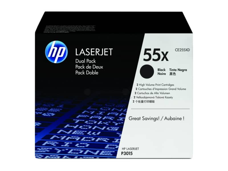 Toner alta capacità 55X HP nero  Conf. 2 - CE255XD