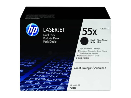 Toner alta capacità 55X HP nero  Conf. 2 - CE255XD