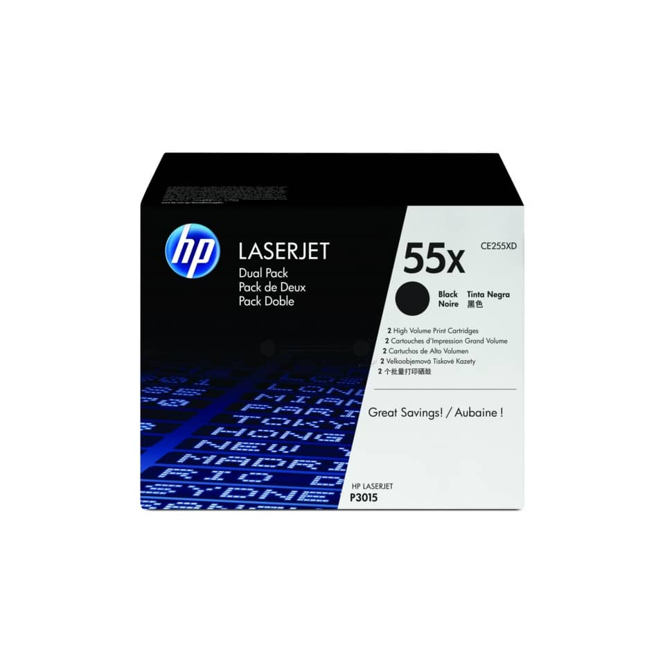Toner alta capacità 55X HP nero  Conf. 2 - CE255XD