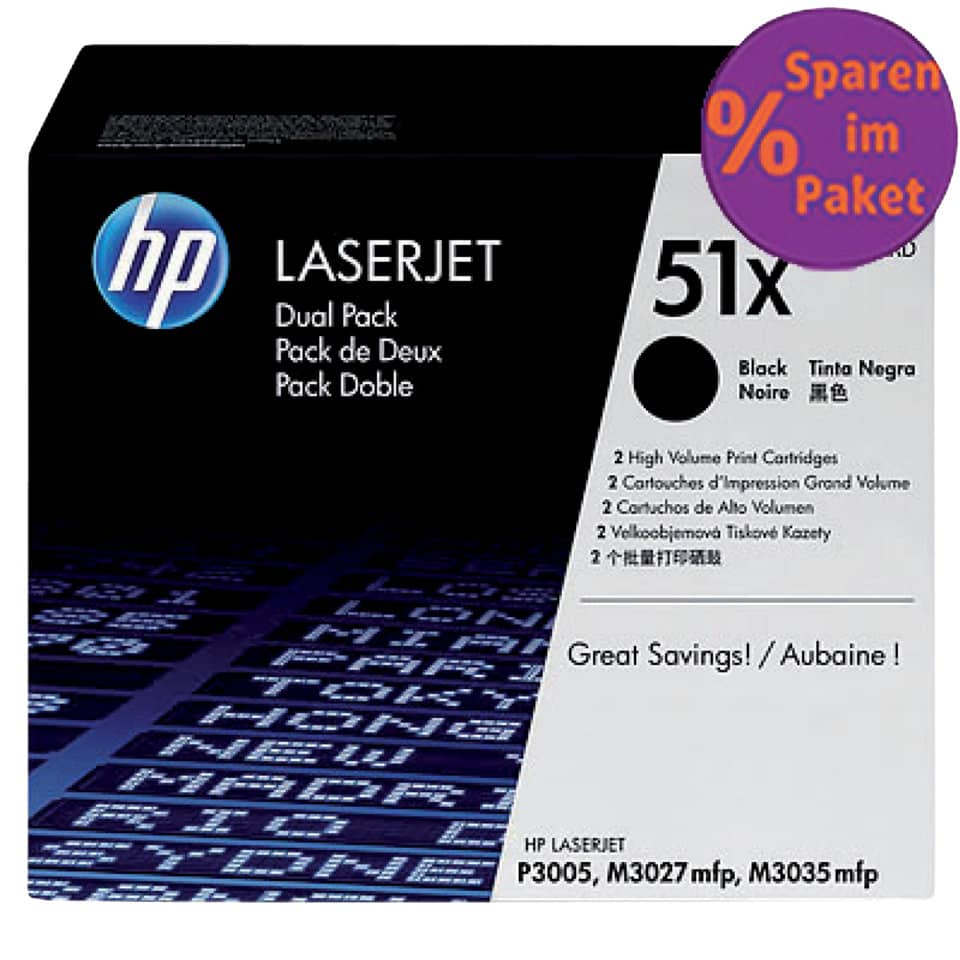 Toner alta capacità 51X HP nero  Conf. 2 - Q7551XD