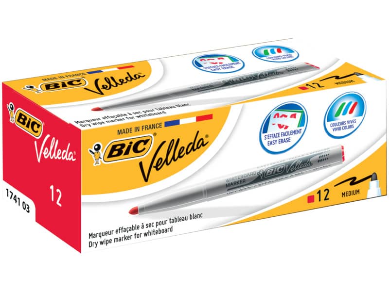 Marcatore per lavagne bianche BIC Velleda 1741 punta conica 4,5 mm rosso 9581691