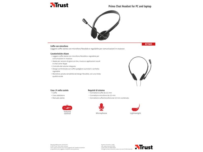Cuffie con microfono TRUST Primo Chat nero 21665