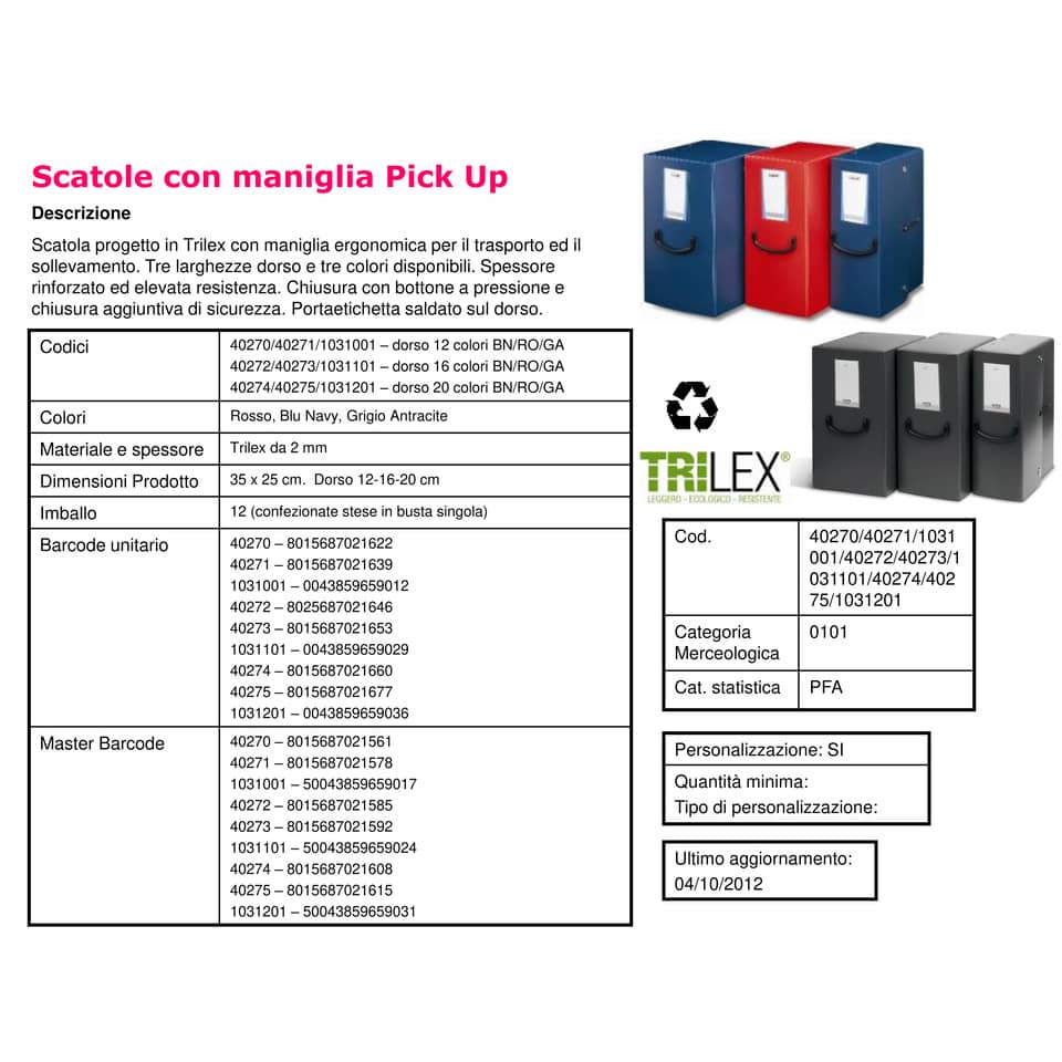 Scatola portaprogetti LEONARDI Pick Up 25x35 cm - dorso 16 cm Trilex® blu navy 40272