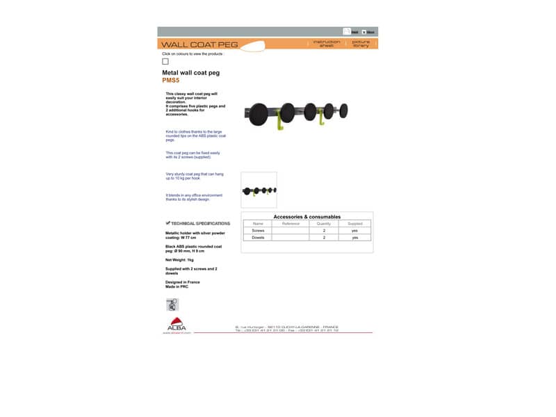 Appendiabiti da parete Alba appendini 81x7x9 cm 5 ganci - grigio/nero - PMS5