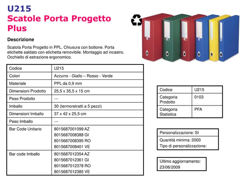 Scatola portaprogetti LEONARDI Plus PPL 25,5x35,5 cm - dorso 15 cm rosso U215RO