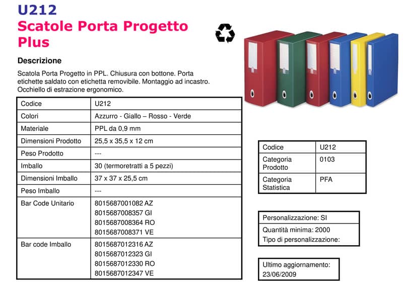 Scatola portaprogetti LEONARDI Plus PPL 25,5x35,5 cm - dorso 12 cm azzurro U212AZ