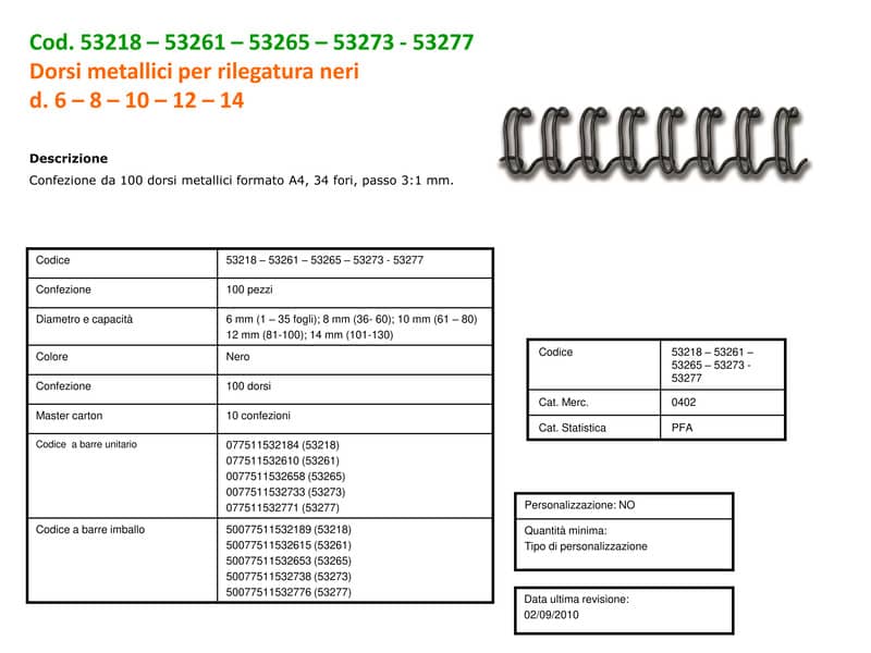 Dorsi metallici FELLOWES nero 6 mm - - capacità 1-35 fogli conf.100 - 53218