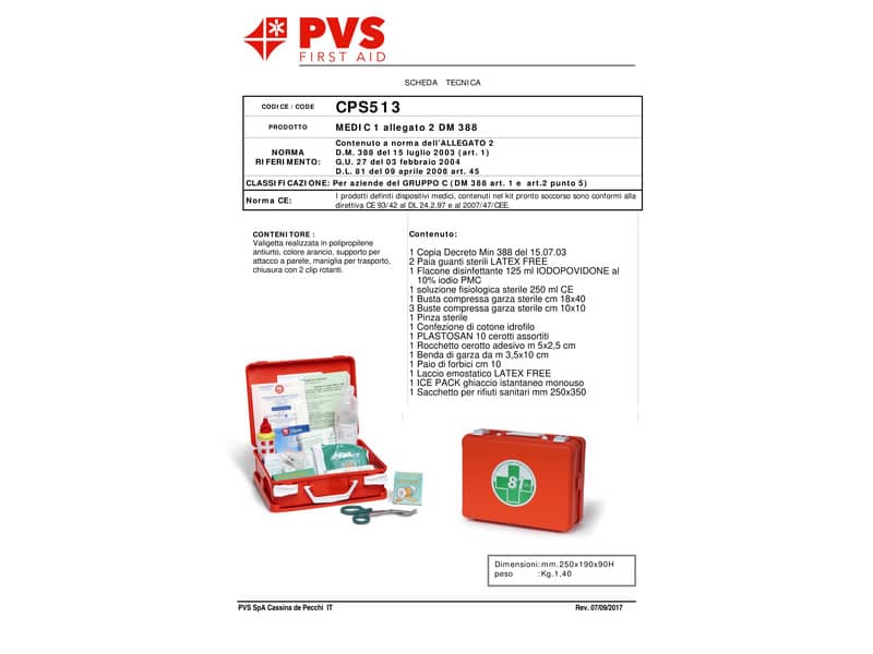 Valigetta Pronto Soccorso PVS arancio 2 persone - Dimensioni 25x19x9 cm cps513