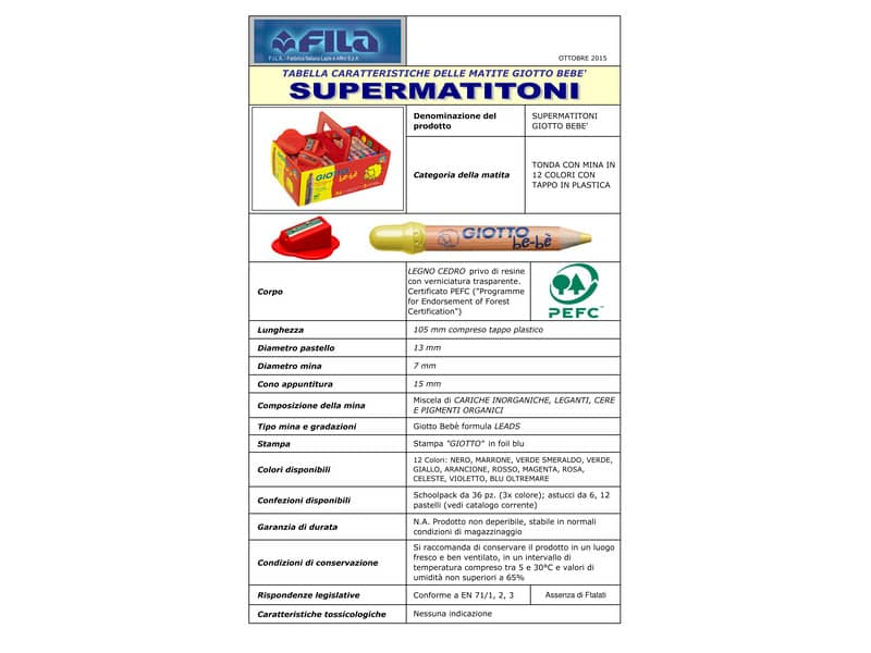 Supermatitoni colorati GIOTTO be-bè mina grande 7 mm assortiti Schoolpack da 36 + 3 temperini - 461300