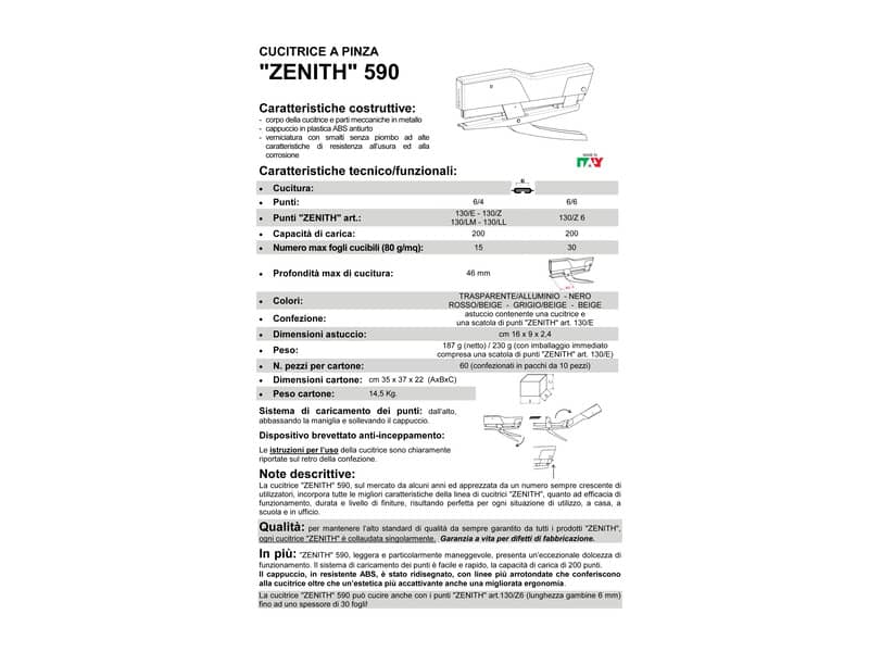 Cucitrice a pinza ZENITH 590 fino a 30 fogli - Nero 0205901069