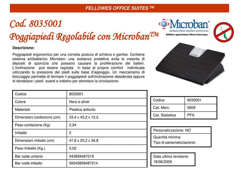 Poggiapiedi FELLOWES regolabile Office Suites nero/argento 8035001