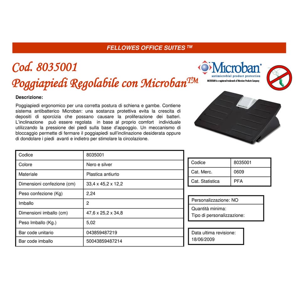 Poggiapiedi FELLOWES regolabile Office Suites nero/argento 8035001