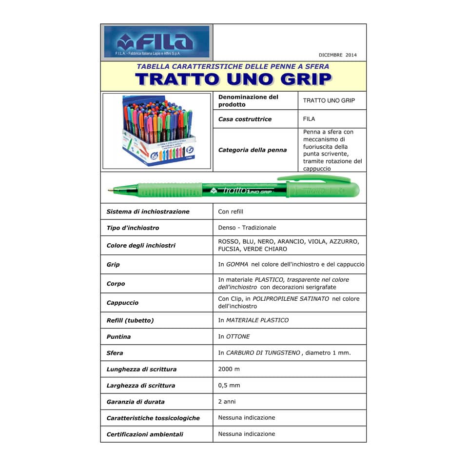 Penna a sfera TRATTO 1Uno Grip 1 mm assortiti barattolo da 60 - 812500