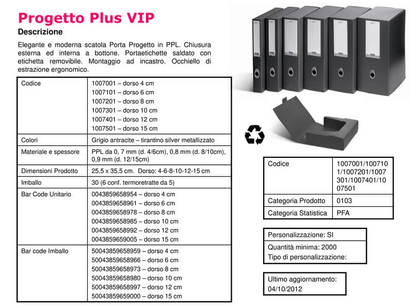 Scatole portaprogetti LEONARDI Plus VIP 25,5x35,5 cm PPL antracite dorso 8 cm 1007201