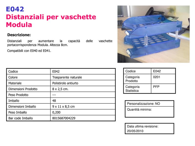 Distanziali per vaschette FELLOWES Modula polistirolo trasparente conf. 48 pezzi - E042